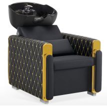 Barberpub - Friseurstuhl mit Waschbecken Retro, Friseurwaschbecken aus Keramik Verstellbar, Friseurwaschsessel 8631