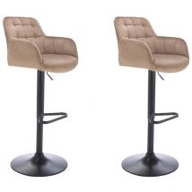 Barhocker 2er-Set - Samt & schwarzes Metall - Höhenverstellbar - Beige - pega von Pascal Morabito
