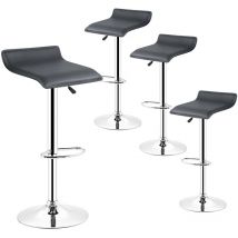 Skecten - Barhocker 4er Set,Barhocker Höhenverstellbar aus PU-Leder,360° Drehstuhl,Schwarz