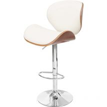 Hhg - Barhocker Arklow, Barstuhl, Holz Bugholz Retro-design Walnuss-optik, Polster Creme