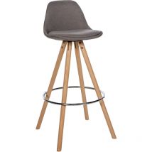 CLP Barhocker Corbin Stoffbezug Rund taupe 99 cm Höhe 77 cm Sitzhöhe 120 kg max. Belastbarkeit Buchenholz Gestell