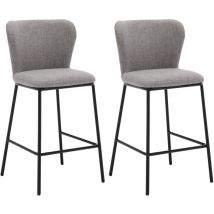 Barhocker für Küche aus Leinen Modern mit Rückenlehne Bequemer Grau 2er Set Wahson