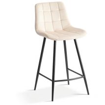 Barhocker 'Jute' Samt Beige, Maße: H95 x B46 x T36 cm
