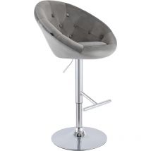 Barhocker London Samt Grau Chrom