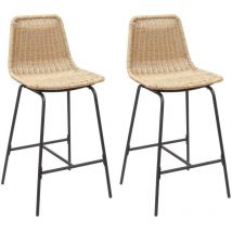 Barhocker-set Aus Metall Und Inselhocker Mit Rattansitz 65cm Kuta