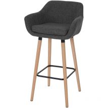 Barhocker Vaasa T381, Barstuhl Tresenhocker MVG-zertifiziert Textil, dunkelgrau