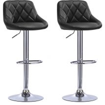 Skecten - 2er Set Barhocker,Barhocker Kunstleder höhenverstellbar 360°drehbar Gestell Schwarz