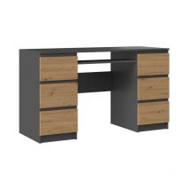 BARI - Bureau informatique - Bureau d'ordinateur - 6 Tiroirs + Support clavier coulissant - Mobilier de bureau