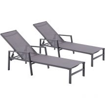 Concept-usine - Lot de 2 transats de jardin gris bari - Gris