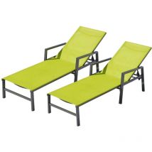 Concept-usine - Bari - Lot de 2 transats gris foncé & Vert