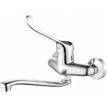 Ahlsen - Bari - Mitigeur Lavabo avec Poignée Médicale, Robinet de Salle de Bains pmr, Chromé, Argent