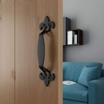 SHINING HOUSE Barn Door Handle Black Iron Door Handle Cast Iron Sliding Door Handle with Screws