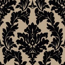 Profhome - Barock Tapete 335804 Vliestapete leicht strukturiert mit Ornamenten matt gold schwarz 5,22 m2