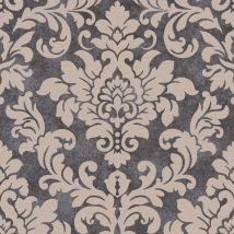 Barock Tapete Profhome 372704 Vliestapete leicht strukturiert glitzernd schwarz silber beige 5,33 m2