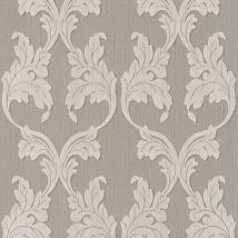 Textiloptik Tapete Profhome 956286 Textiltapete strukturiert im Barock-Stil matt grau beige 5,33 m2
