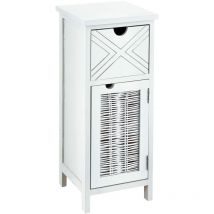 Comodino in legno, Tavolino da Soggiorno o Bagno, Mobiletto Multiuso con Cassetto e Sportello 25x25x60 cm - Baroni Home