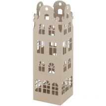 Portaombrelli Design Moderno in Metallo con Tetto Stondato, 2 Gancini, 4 Piedini Antigraffio e Vaschetta Scolapioggia Rimovibile 15,5X15X49 cm