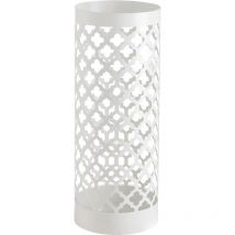 Portaombrelli Design Moderno Porta Ombrelli in Metallo Classic Bianco con 2 Gancini e Vaschetta Scolapioggia Rimovibile 19X19X49 cm (Bianco) - Baroni