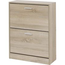 Baroni Home Scarpiera Salvaspazio Slim In Legno Melaminico Da Ingresso. Portascarpe Da 12 Paia Con 2 Ante A Ribalta E Doppia Profondità 24x63x81 Cm