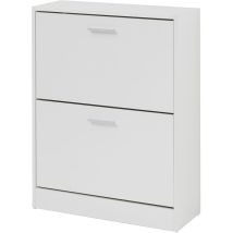 Scarpiera Salvaspazio Slim in Legno Melaminico da Ingresso. Portascarpe con Ante a Ribalta e Doppia Profondità (Bianca 2 Ante) - Baroni Home