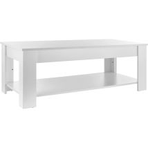 Baroni Home Tavolino Da Salotto Moderno, Tavolino Da Caffè, Tavolo Da Soggiorno Con Ripiano Inferiore, Rettangolare Bianco, 120x60x45