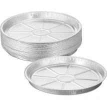 Relaxdays - Barquettes alimentaires, Lot de 25, récupération graisse, barbecue, h x d : 3 x 27,5 cm, aluminium, argenté