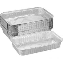 Relaxdays - Barquettes alimentaires, Lot de 25, récupération graisse, barbecue, l x p : 31 x 21 cm, aluminium, argenté