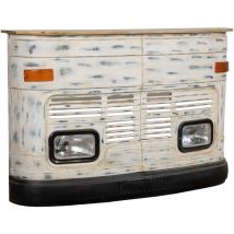 Wanderlust Deco - Barra botellero furgoneta de madera y metal blanca 153x47x105