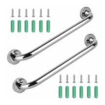 Cyslmuk - Barras de apoyo para baño de acero inoxidable de 30 cm con asas resistentes, barras de apoyo de acero inoxidable, barras de apoyo de