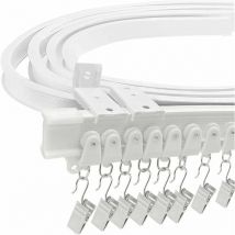 3M Rail Rideaux Tringle Rideau Flexible Rail de Rideau Flexible avec 24 Crochet de rideau et 24 Poulie pour Balcon Baie Vitrée Salon Baignoire