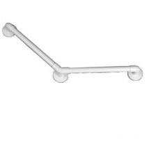 Barre d'appui coudée 135° - Adaptée pmr - 3 points de fixation - Finition : blanc - Revêtement upvc - Dimensions : 450 x 450 mm - Charge maximale