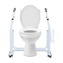 Swanew - Barre d'appui mobile réglable en hauteur – Support de toilettes antidérapant avec panier de rangement, charge maximale 200 kg