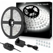 Ayyqh - Barre Lumineuse led 10m, 600 led smd 2835 led Blanc Froid 6000K Barre Lumineuse led, Barre Lumineuse 16W 2300lm pour Meubles, Escalier,