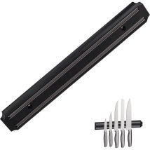 Porte couteaux aimanté, rangement outils, barre magnetique couteaux outils barre aimantée, pour couteaux ustensiles, plastique, 50 x 4.8 x 1.4cm, noir