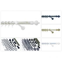 Barre à rideaux ø 28mm Set complet y compris anneaux rideaux avec crochets 3 couleurs: 2 mètres, blanc