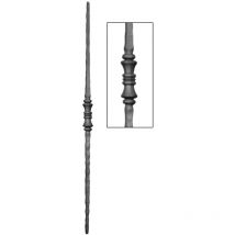 Barreau martelé carré de 14mm et hauteur 1000mm en fer forgé avec un motif Deco Fer Forge