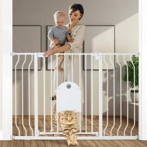 Barrera de seguridad para niños extensible Barrera de escalera de cierre fácil H.76 x W.75 - 111 cm máx. blanco Blanca