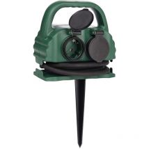 7hsevenon - Barrette d'alimentation extérieure 4 prises Schuko avec couvercle 2m Vert