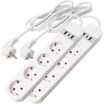 Led Atomant Sl - Multiprise WiFi WiFi intelligente 4 prises + 2 usb a et usb c. Contrôle par Smart Life App Lot de 2 u.