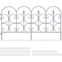 Barrière de jardin, à planter, design antique, en plastique, 30 éléments chacun hl : 38 x 68,5 cm, grise - Relaxdays