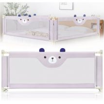 Aqrau - Barrière de lit pour enfants 200x100 cm Toddler Bed Guard Gris ( 3 Côté )
