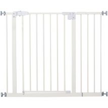 Pawhut - Barrière de sécurité animaux - longueur réglable dim. 74-97,5 cm - porte double verrouillage, ouverture double sens -sans perçage - acier