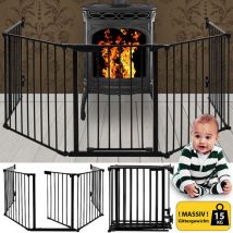 Barrière de Protection Cheminée 300cm Pare-feu Sécurité Enfant Fixation Murale 5 Éléments Acier, noir