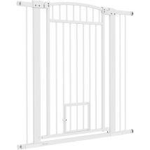 Pawhut - Barrière de sécurite chien extensible L.76-104 cm double verrouillage montage pression ou perçage blanc