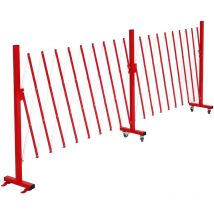 Barrière de sécurité en aluminium HHG 979, barrière de sécurité à ciseaux avec roulettes, extensible 110x60-500cm, rouge-blanc