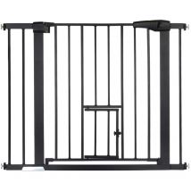 Maerex - Barrière de sécurité enfant extensible H.76 x l.75-103 cm Barrière d'escalier fermeture facile avec petite porte noir
