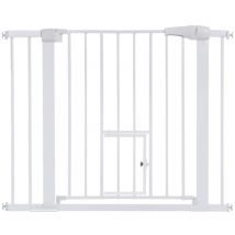 Maerex - Barrière de sécurité enfant extensible Barrière d'escalier fermeture facile avec petite porte H.76 x l.75 - 103 cm blanc Jmax