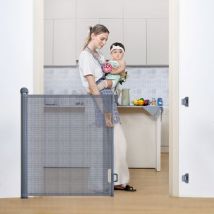 Maerex - Barrière de sécurité enfant extensible Barrière d'escalier fermeture facile H.84 x l.140 cm max. gris ZebraA