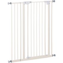 Pawhut - Barrière de sécurité longueur réglable dim. 74-84 cm ou 92-102 cm sans perçage métal plastique blanc