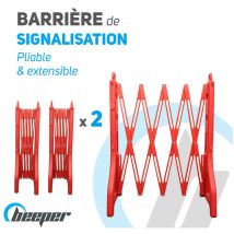Beeper - Barrière de sécurité mobile pliante Réfléchissante Parking 180 cm de long Quantité - Lot de 2